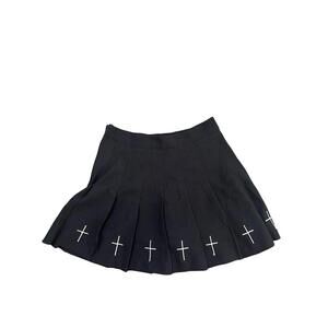 Black Pleated Cross Skirt XS